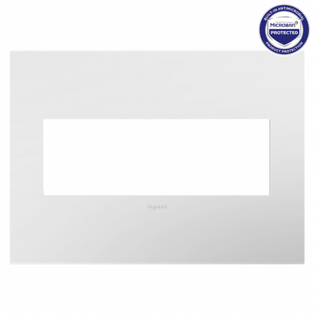 adorne® Gloss White Three-Gang Screwless Wall Plate with Microban®