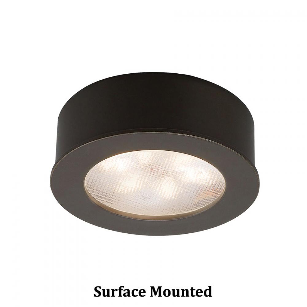 Round LED Button Light 2700K Warm White in Dark Bronze