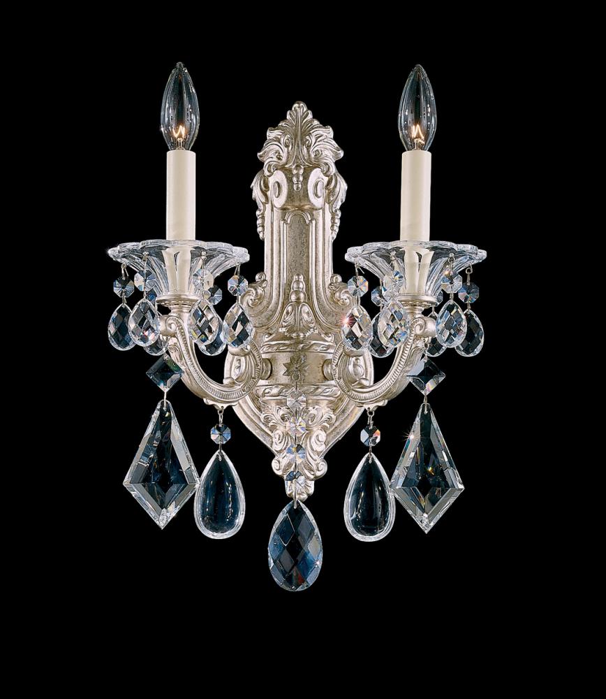 La Scala 2 Light 120V Wall Sconce in Heirloom Gold with Clear Radiance Crystal