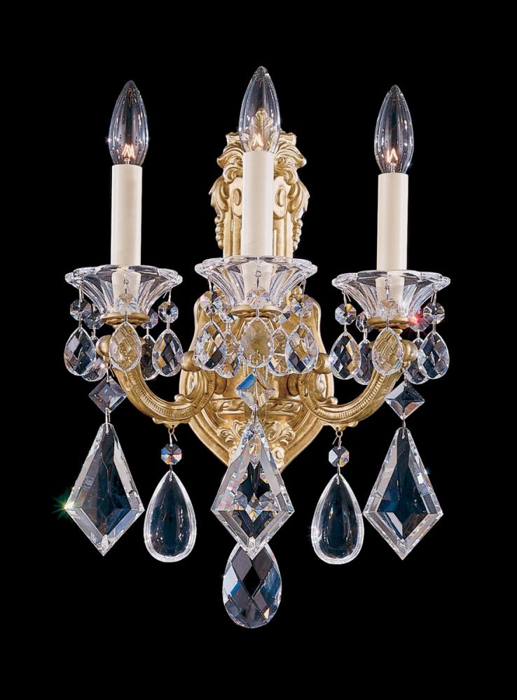 La Scala 3 Light 120V Wall Sconce in Antique Silver with Clear Radiance Crystal