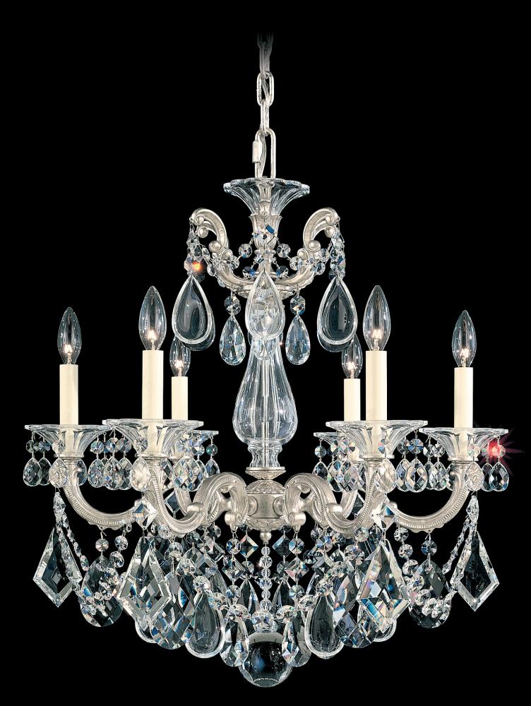 La Scala 6 Light 120V Chandelier in Antique Silver with Clear Radiance Crystal
