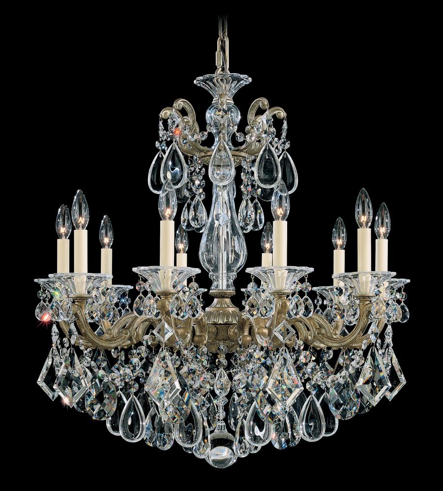 La Scala 10 Light 120V Chandelier in Antique Silver with Clear Radiance Crystal