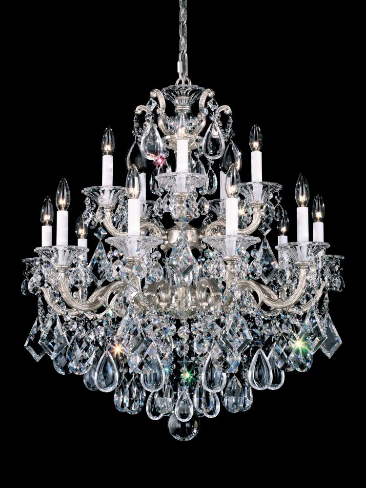 La Scala 15 Light 120V Chandelier in Antique Silver with Clear Radiance Crystal