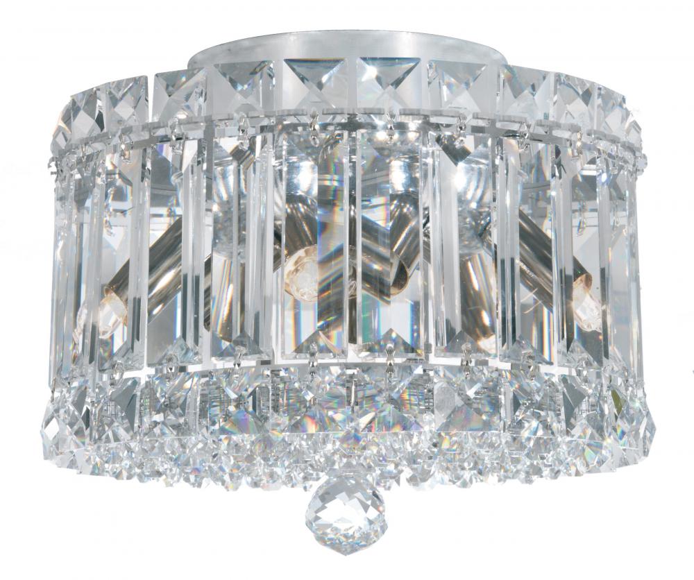 Plaza 4 Light 120V Flush Mount in Polished Stainless Steel with Optic Crystal