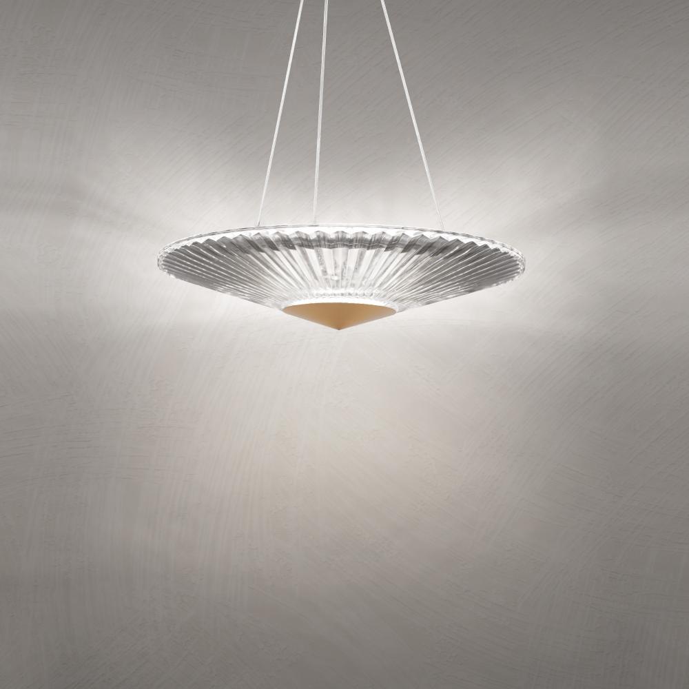 Origami 19in LED 3000K/3500K/4000K 120V-277V Pendant in Polished Chrome with Clear Heritage Handcu