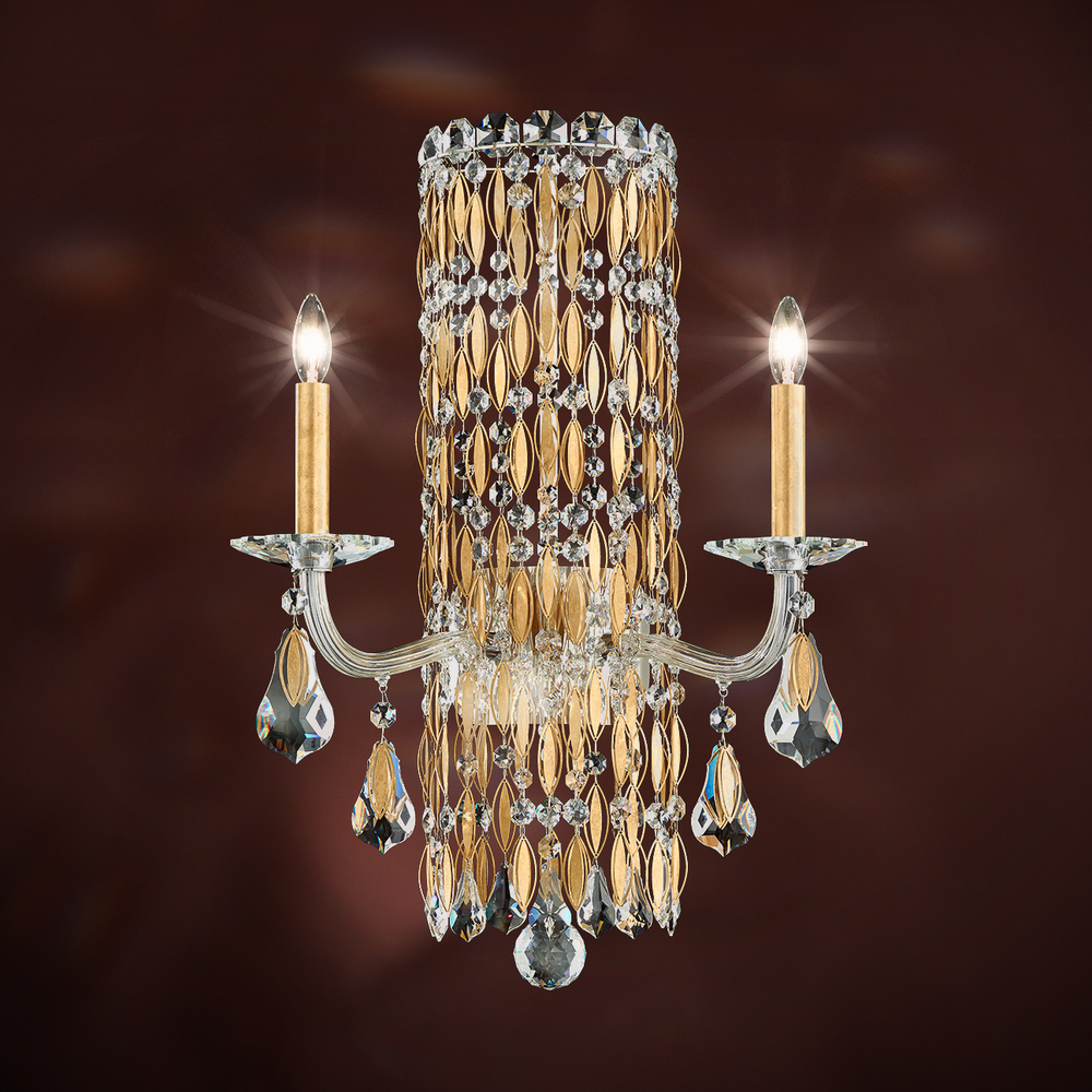 Siena 2 Light 120V Wall Sconce in Heirloom Gold with Heritage Handcut Crystal