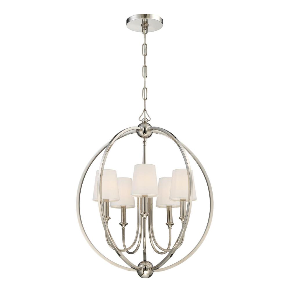 Libby Langdon Sylvan 5 Light Polished Nickel Chandelier