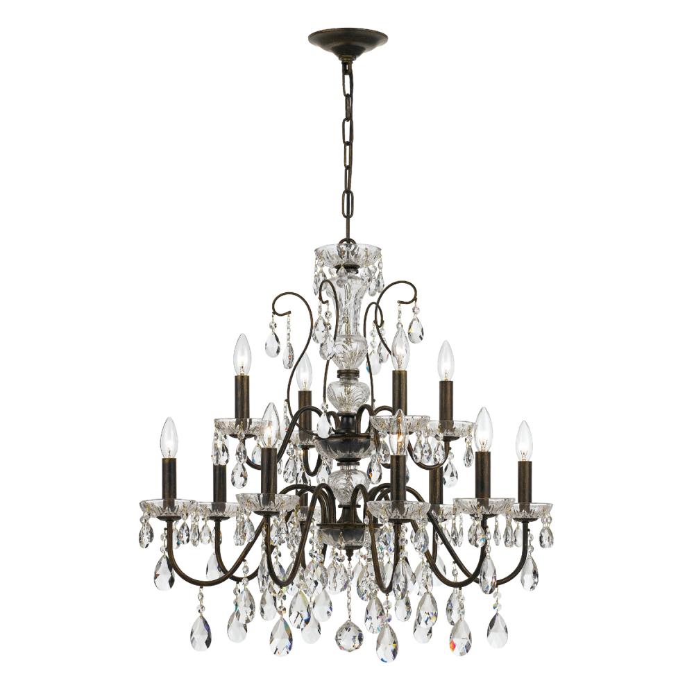 Butler 12 Light Swarovski Strass Crystal English Bronze Chandelier