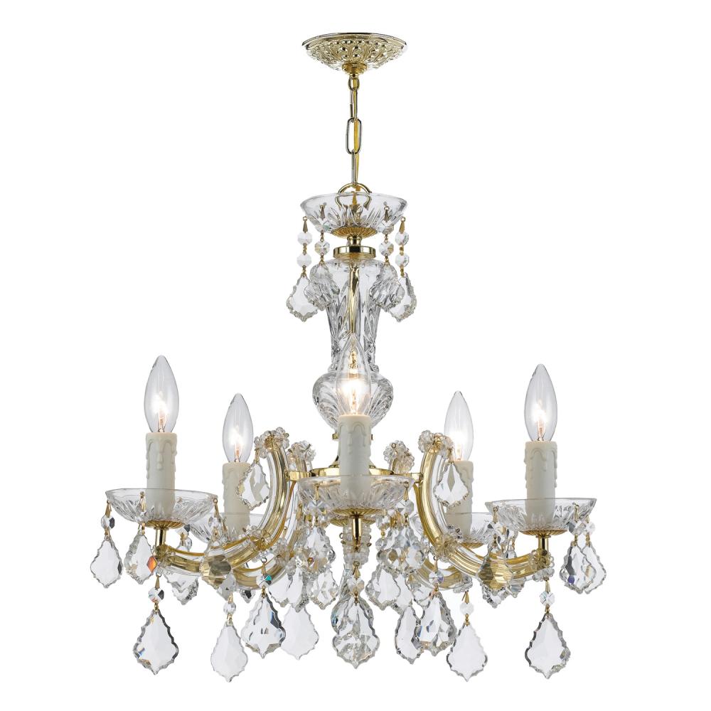 Maria Theresa 5 Light Hand Cut Crystal Gold Chandelier