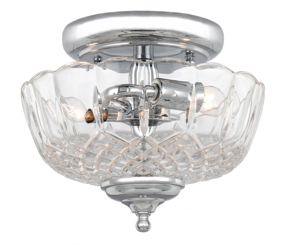 Crystorama 2 Light Polished Chrome Crystal Semi Flush Mount