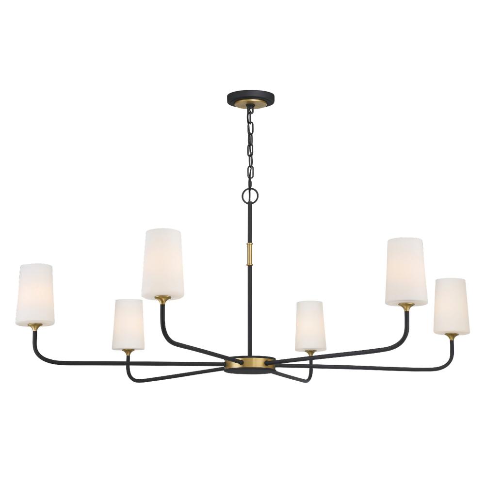 Niles 6 Light Black Forged + Modern Gold Chandelier