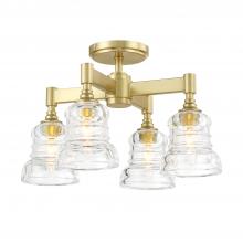 Crystorama GRG-1045-AG - Gregory 4 Light Aged Brass Semi Flush Mount