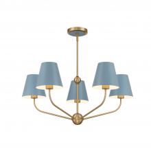 Crystorama XAV-B9315-VG-BL - Xavier 5 Light Vibrant Gold + Blue Chandelier