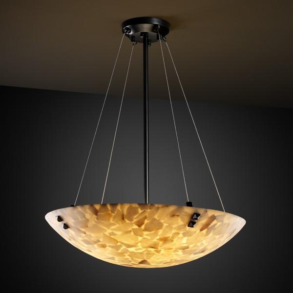 36" LED Pendant Bowl w/ Concentric Squares Finials