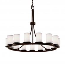 Justice Design Group FAB-8715-10-WHTE-DBRZ - Dakota 15-Light 1-Tier Ring Chandelier