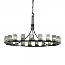 Justice Design Group WGL-8716-10-GRCB-MBLK - Dakota 21-Light 1-Tier Ring Chandelier