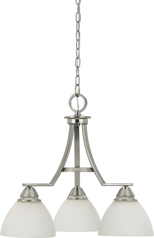 Three Light Brushed Nickel Down Chandelier