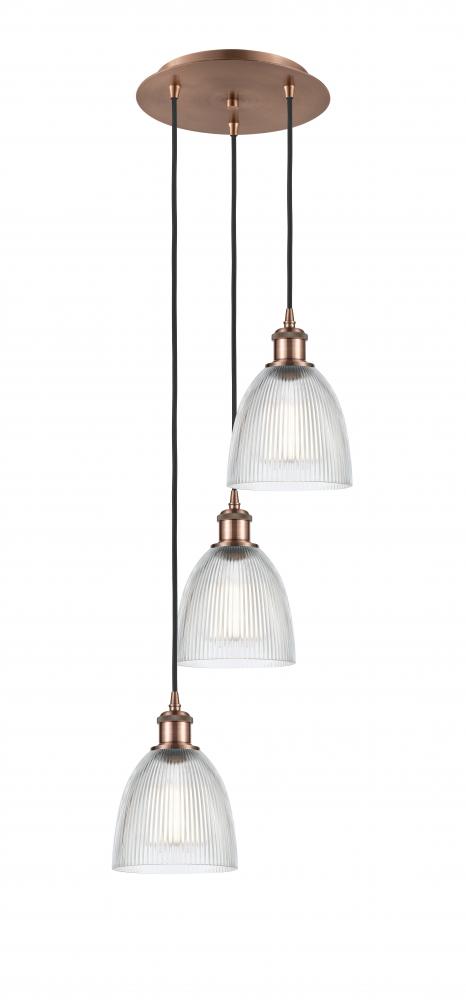 Castile - 3 Light - 13 inch - Antique Copper - Cord Hung - Multi Pendant