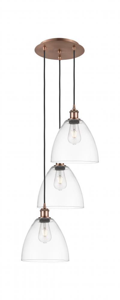 Bristol - 3 Light - 16 inch - Antique Copper - Cord Hung - Multi Pendant