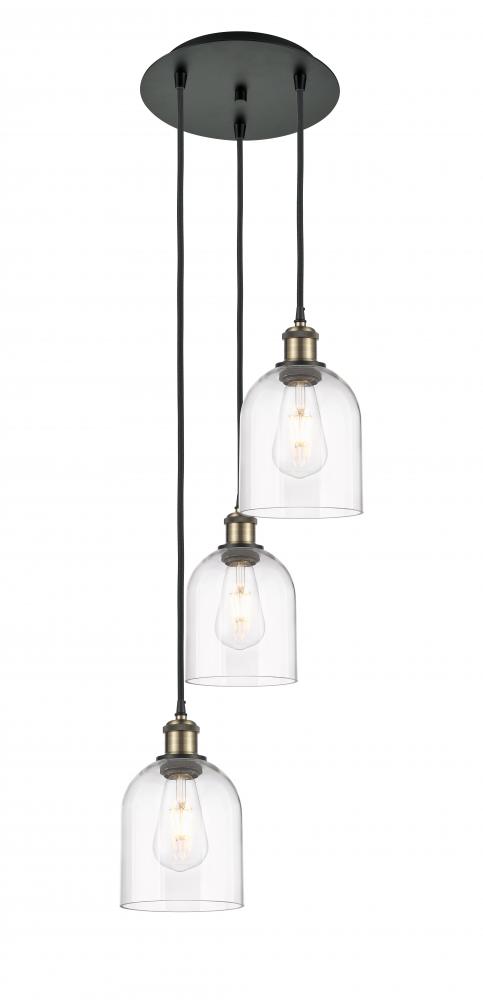 Bella - 3 Light - 12 inch - Black Antique Brass - Cord Hung - Multi Pendant