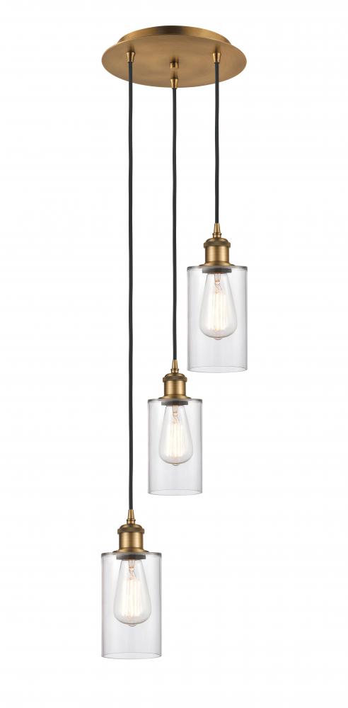 Clymer - 3 Light - 10 inch - Brushed Brass - Cord Hung - Multi Pendant