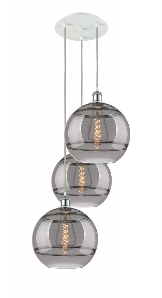 Rochester - 3 Light - 19 inch - White Polished Chrome - Cord Hung - Multi Pendant