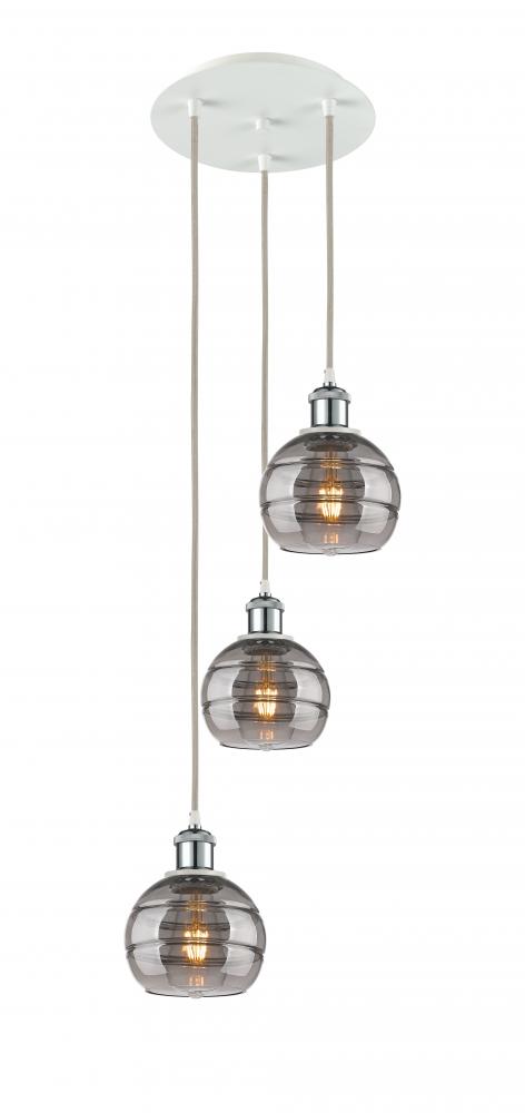 Rochester - 3 Light - 12 inch - White Polished Chrome - Cord Hung - Multi Pendant