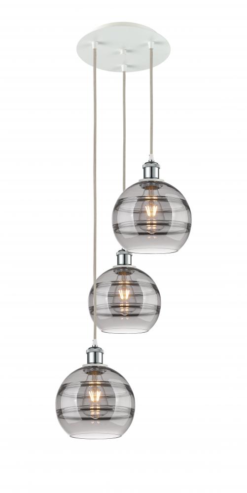 Rochester - 3 Light - 15 inch - White Polished Chrome - Cord Hung - Multi Pendant