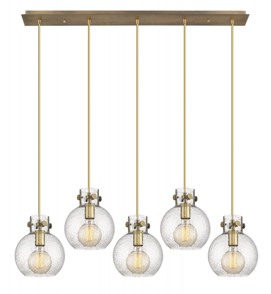 Newton Sphere - 5 Light - 40 inch - Brushed Brass - Cord hung - Linear Pendant