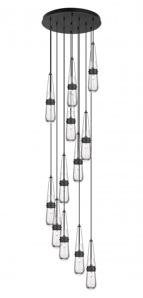 Milan - 12 Light - 24 inch - Matte Black - Multi Pendant