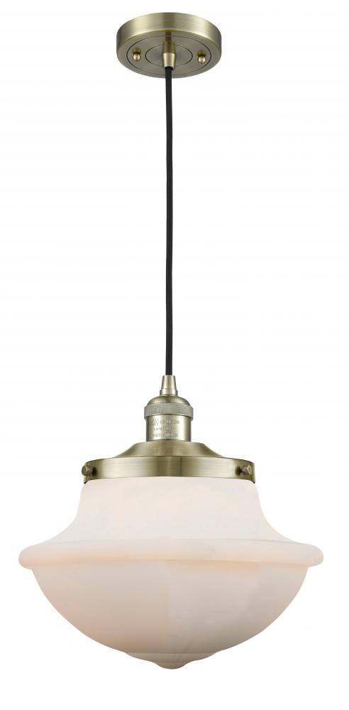 Oxford - 1 Light - 12 inch - Antique Brass - Cord hung - Mini Pendant