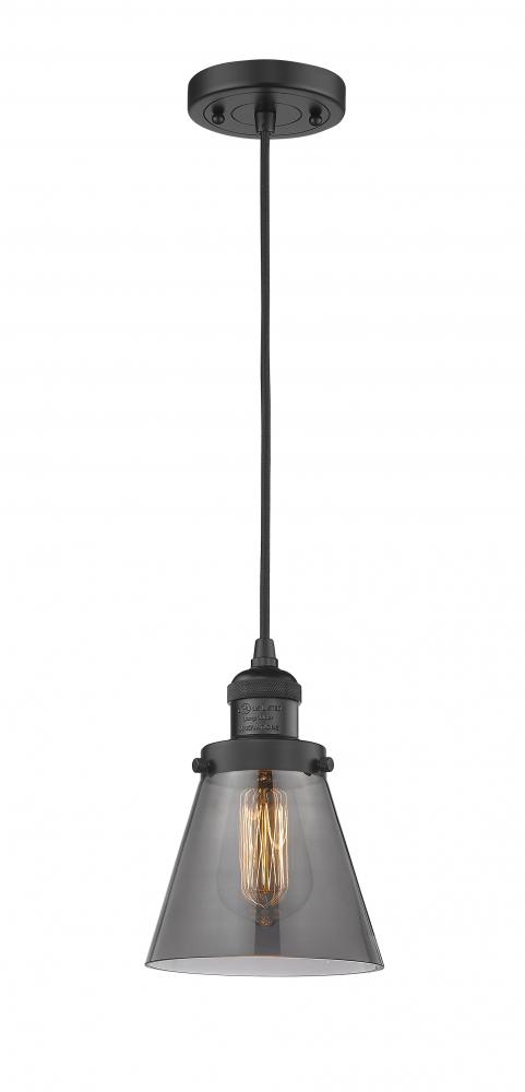 Cone - 1 Light - 6 inch - Matte Black - Cord hung - Mini Pendant