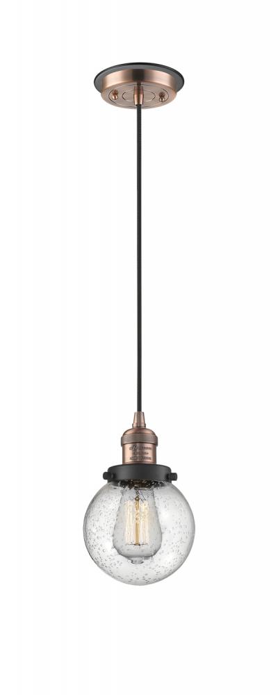 Beacon - 1 Light - 6 inch - Antique Copper - Cord hung - Mini Pendant