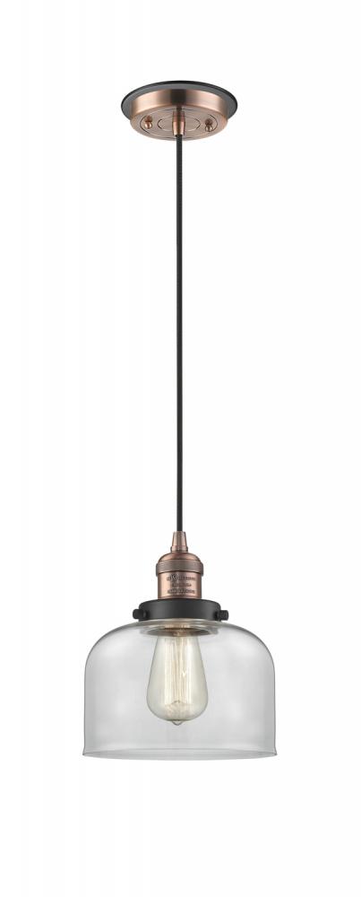 Bell - 1 Light - 8 inch - Antique Copper - Cord hung - Mini Pendant