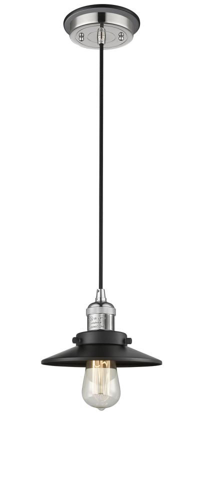 Railroad - 1 Light - 8 inch - Polished Nickel - Cord hung - Mini Pendant