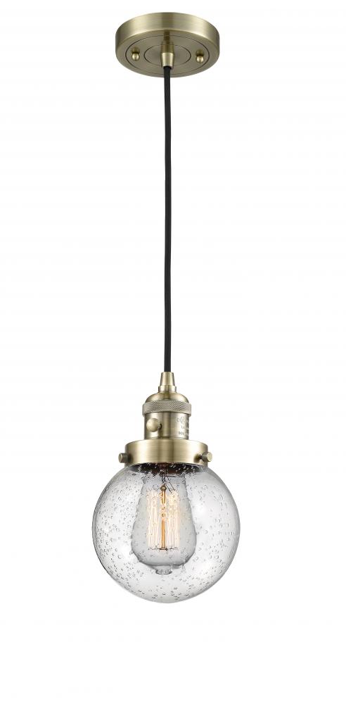 Beacon - 1 Light - 6 inch - Antique Brass - Cord hung - Mini Pendant