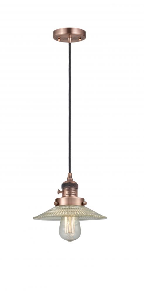 Halophane - 1 Light - 9 inch - Antique Copper - Cord hung - Mini Pendant