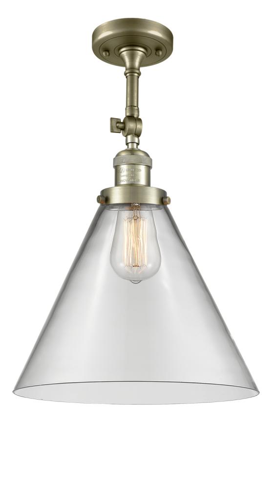 Cone - 1 Light - 12 inch - Antique Brass - Semi-Flush Mount