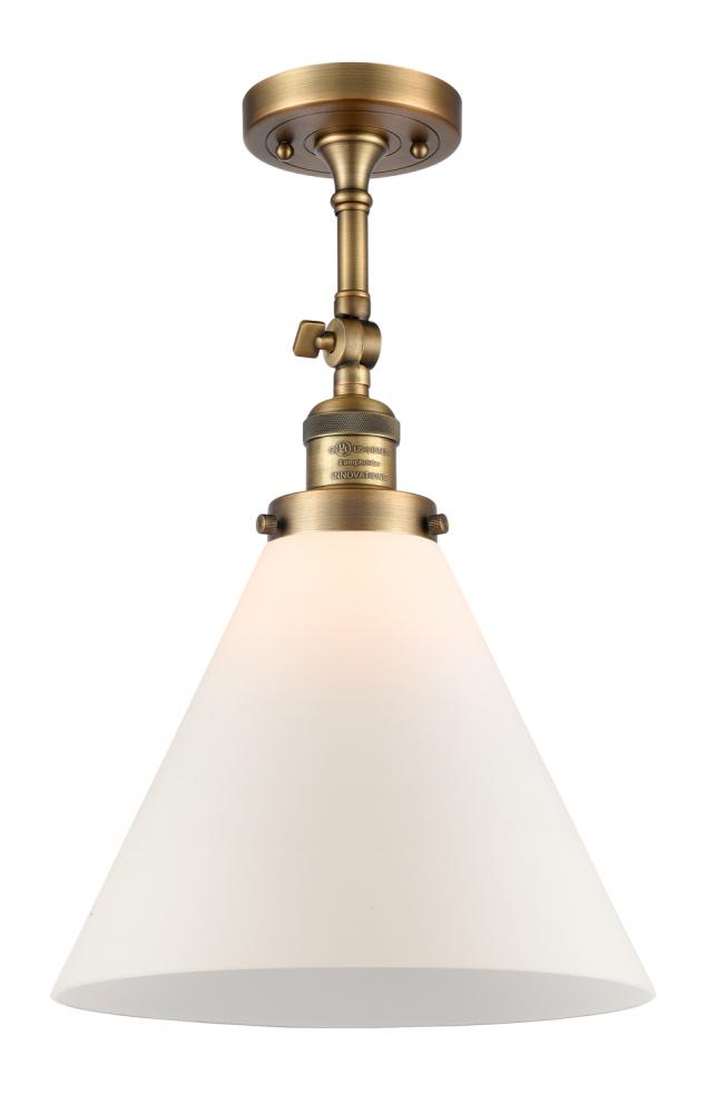 Cone - 1 Light - 12 inch - Brushed Brass - Semi-Flush Mount