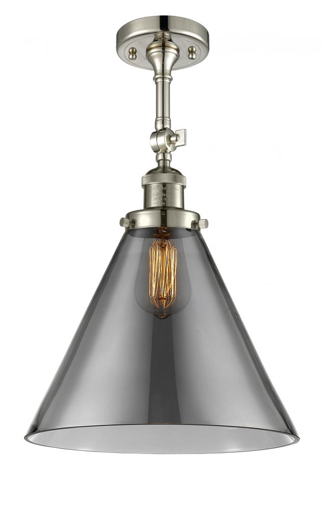 Cone - 1 Light - 12 inch - Polished Nickel - Semi-Flush Mount