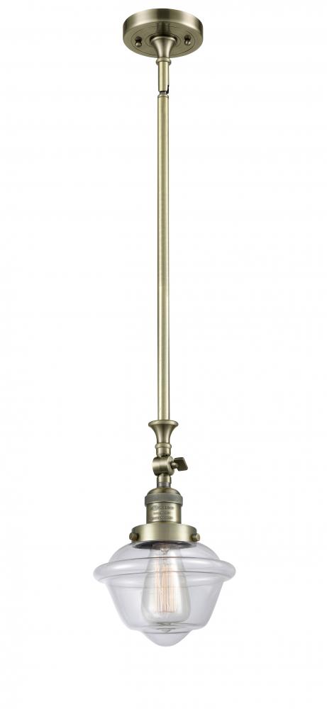 Oxford - 1 Light - 7 inch - Antique Brass - Stem Hung - Mini Pendant