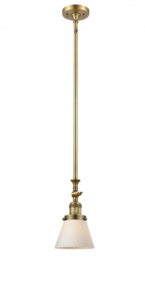 Cone - 1 Light - 6 inch - Brushed Brass - Stem Hung - Mini Pendant