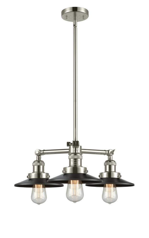 Railroad - 3 Light - 19 inch - Antique Brass - Stem Hung - Chandelier