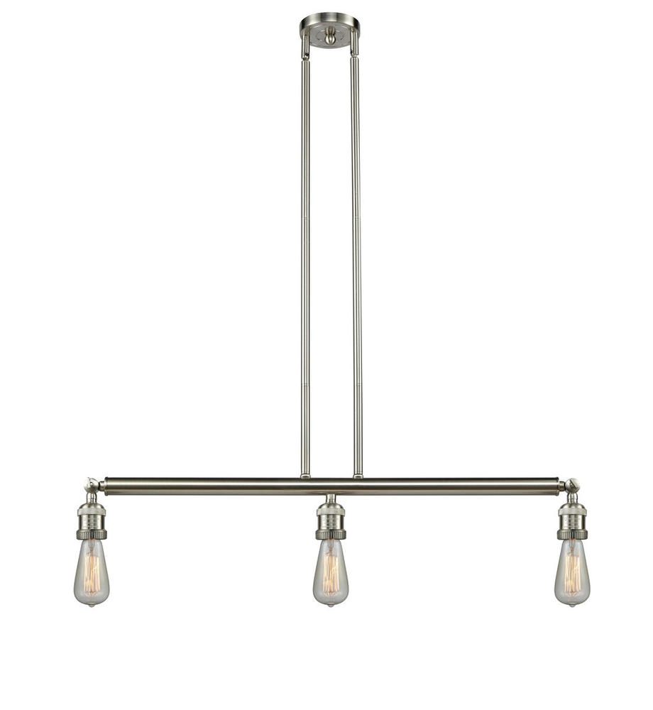 Bare Bulb - 3 Light - 38 inch - Brushed Satin Nickel - Stem Hung - Island Light