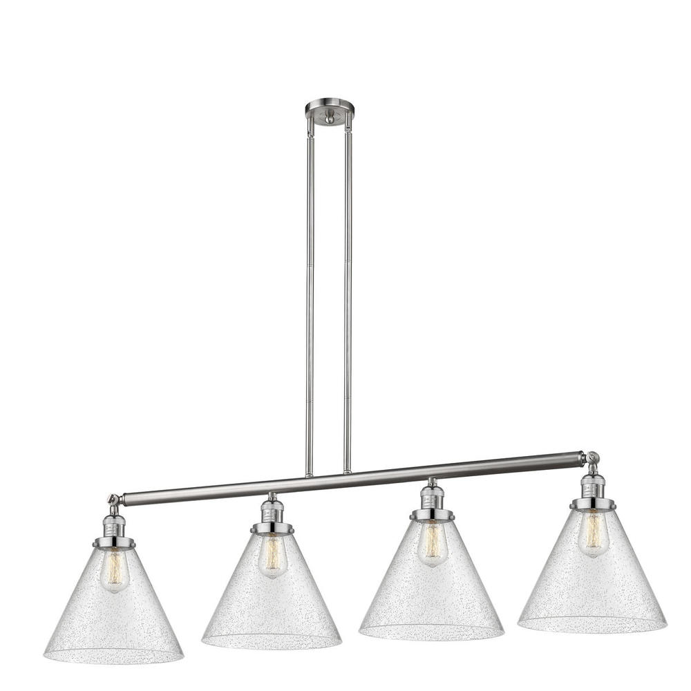 Cone - 4 Light - 56 inch - Brushed Satin Nickel - Stem Hung - Island Light