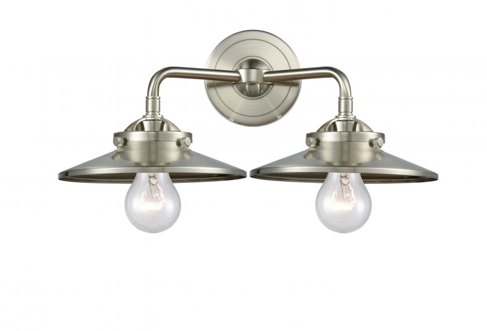 Railroad - 2 Light - 16 inch - Brushed Satin Nickel - Bath Vanity Light