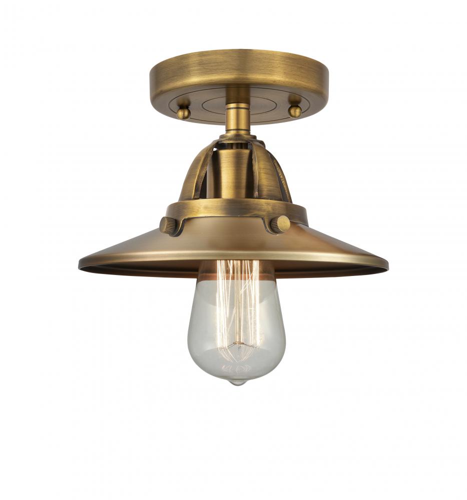 Railroad - 1 Light - 8 inch - Brushed Brass - Semi-Flush Mount