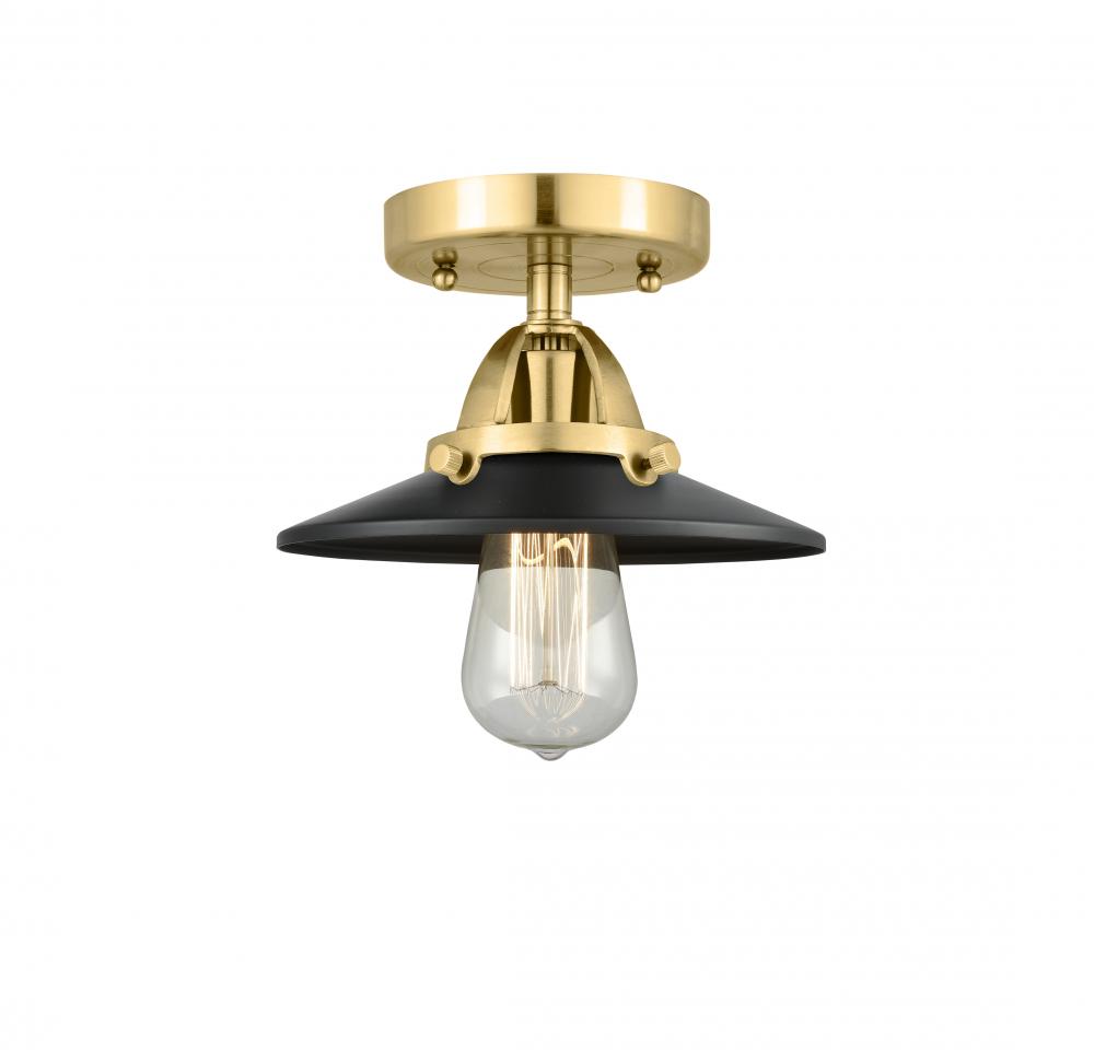 Railroad - 1 Light - 8 inch - Satin Gold - Semi-Flush Mount