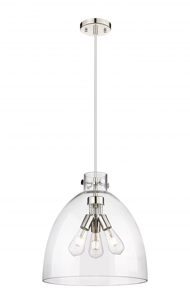 Newton Bell - 3 Light - 16 inch - Polished Nickel - Cord hung - Pendant