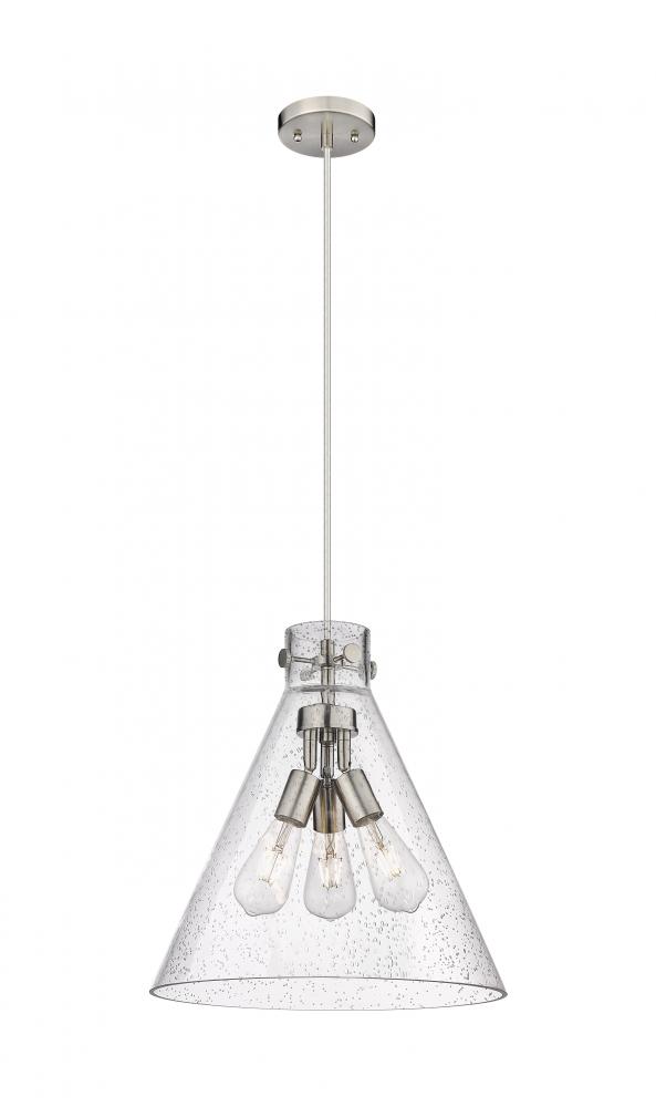 Newton Cone - 3 Light - 16 inch - Satin Nickel - Cord hung - Pendant